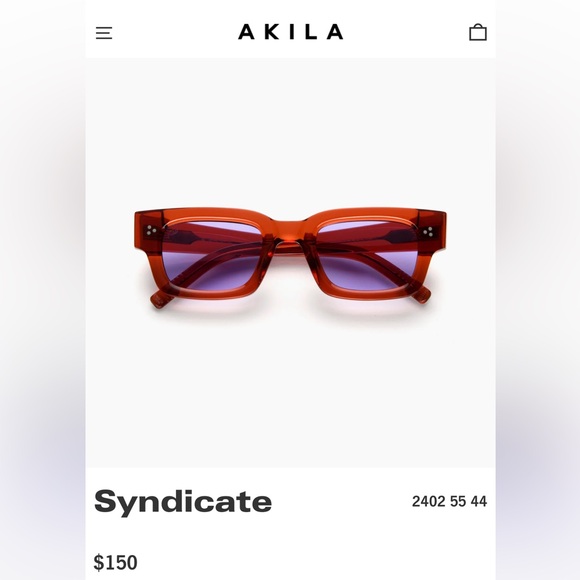 NWT Akila Syndicate Sunglasses RED ACETATE / PURPLE LENS / SILVER HARDWARE - Picture 2 of 3